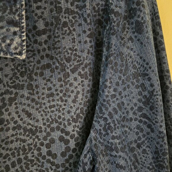 Anthropologie Cloth & Stone Floral Print Tie Front Chambray Shirt Dress Size M - Picture 5 of 7